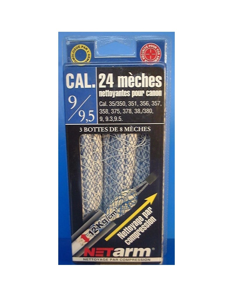 Blister de 24 mèches mèches bleues pour cal. 9 mm