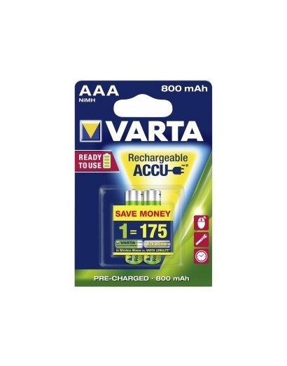 Piles rechargeables Varta AAA NiMH 800mAh paquet de 2 piles