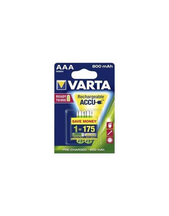 Piles rechargeables Varta AAA NiMH 800mAh paquet de 2 piles