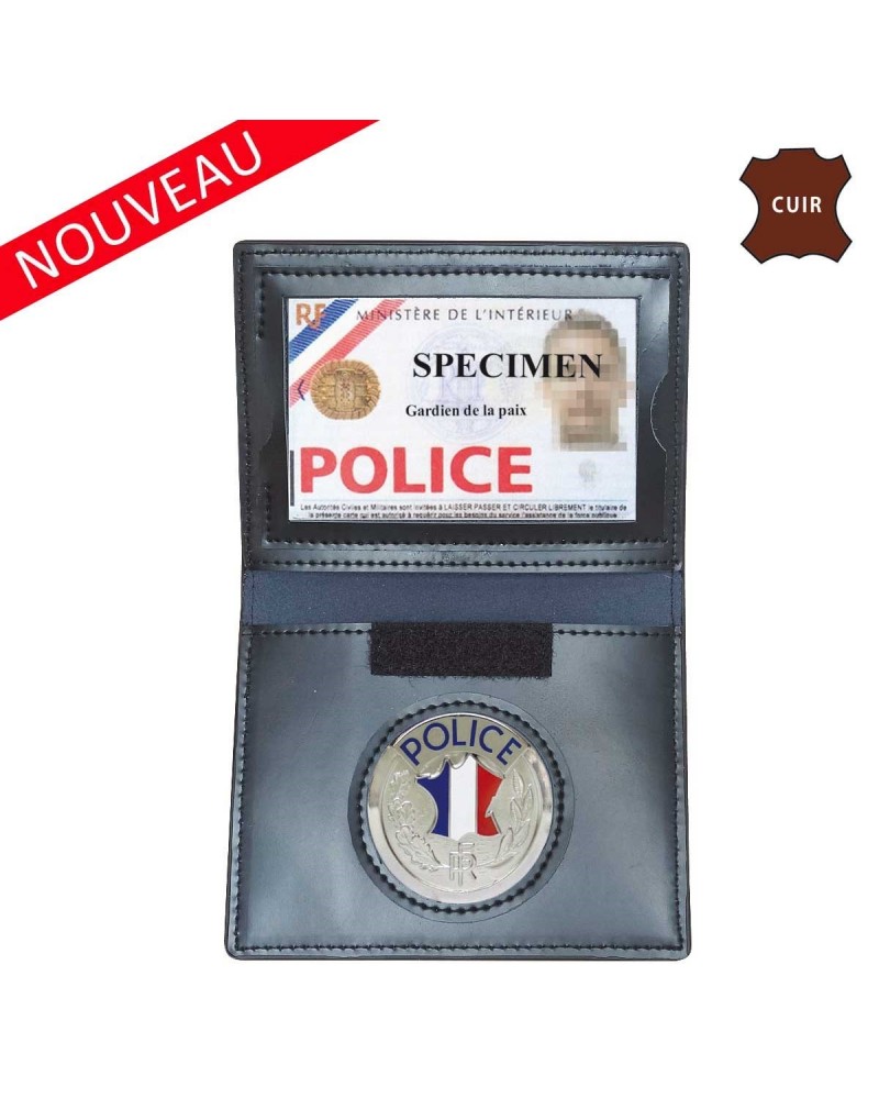 PORTE CARTE CUIR FORMAT CB AVEC INSIGNE POLICE PORTE CARTE CUIR FORMAT CB AVEC INSIGNE POLICE